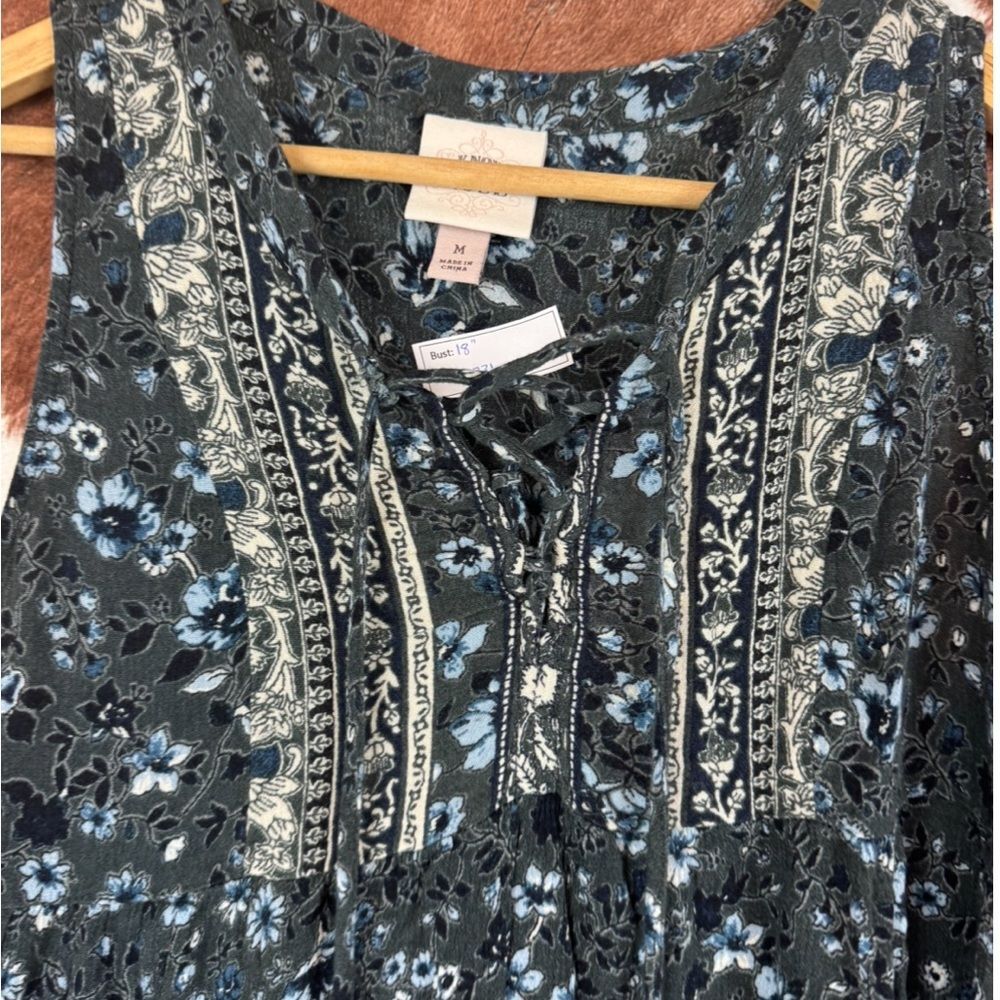 Knox Rose Shift Dress Medium Sleeveless Floral Boho Blue - Picture 3 of 5